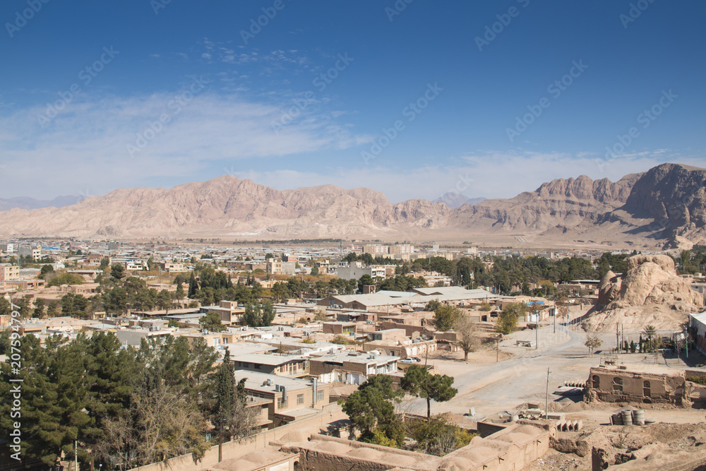 View over the desert city Kerman, Iran.
