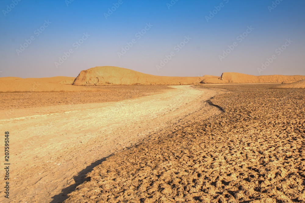 Salt river at the Dasht-e Lut desert near Kerman, Iran.