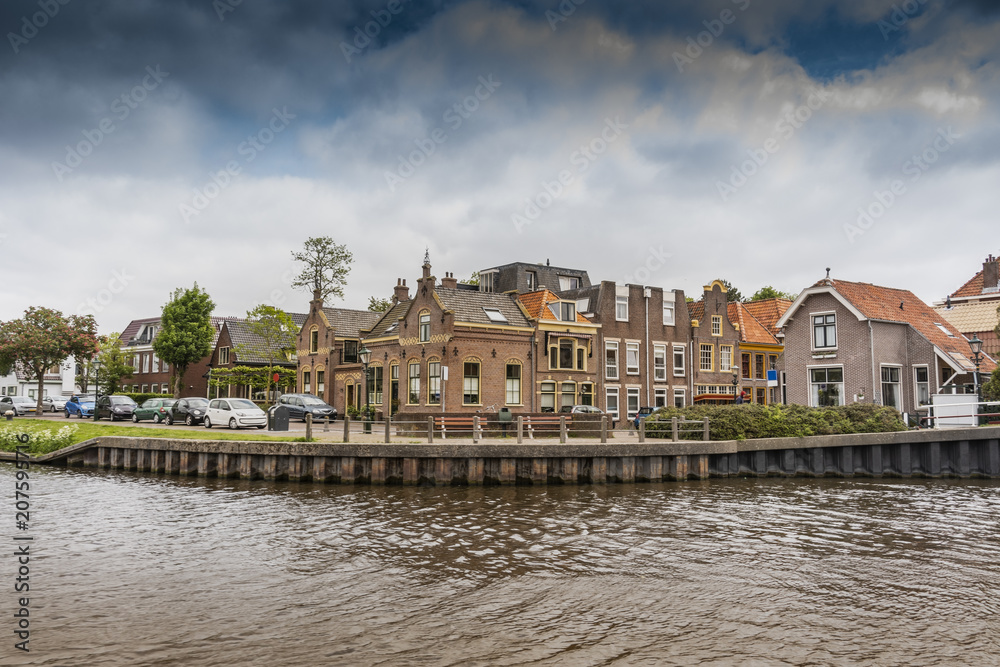 neighborhood on a canal in the city of Alkmaar. netherlands holland