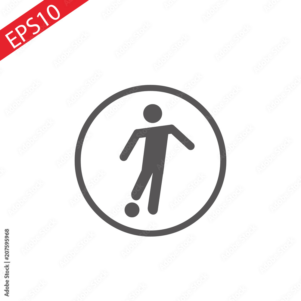 Soccer player kicking the ball detailed silhouette . Football forward icon. sticik Soccer player kicking the ball detailed silhouette . Football forward icon. sticik