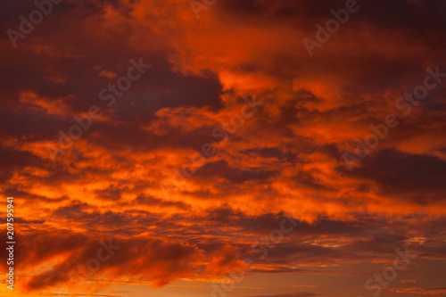 Red cloudy sky at sunset