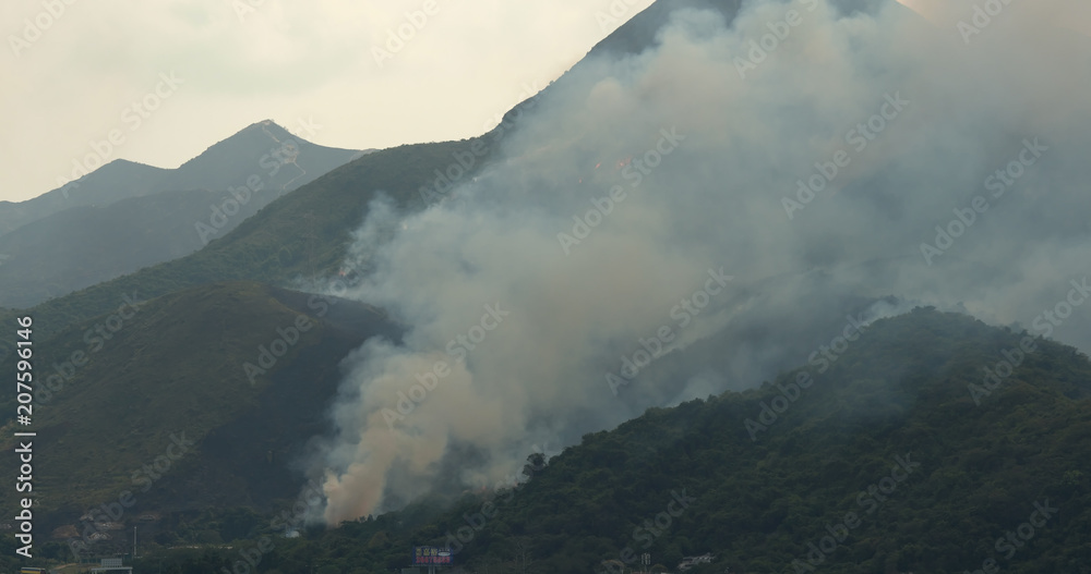 Serious of Fire accident on mountain with helicopter rescue