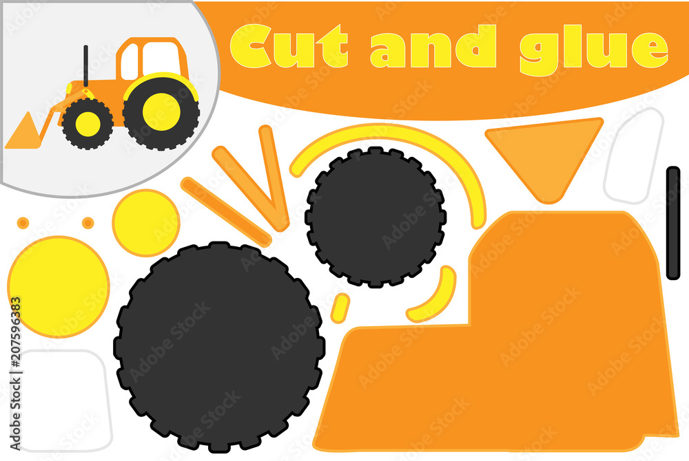 Bulldozer in cartoon style, education game for the development of ...