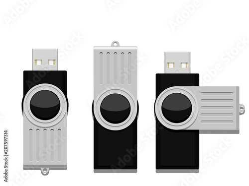 Set of thumb drive on transparent background
