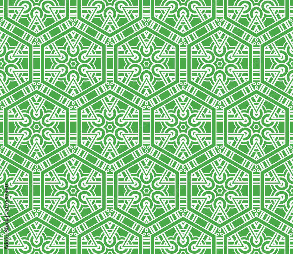 geometric ornament on color background. Seamless vector illustration. For interior design, wallpaper