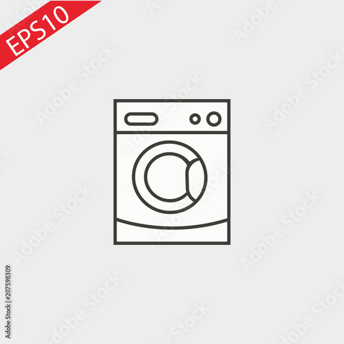 Washing machine icon. Home appliances symbol. Flat sign on white background. Vector