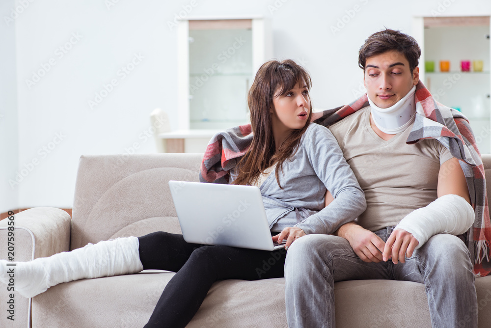 Injured family of wife and husband recovering at home Injured family of wife and husband recovering at home