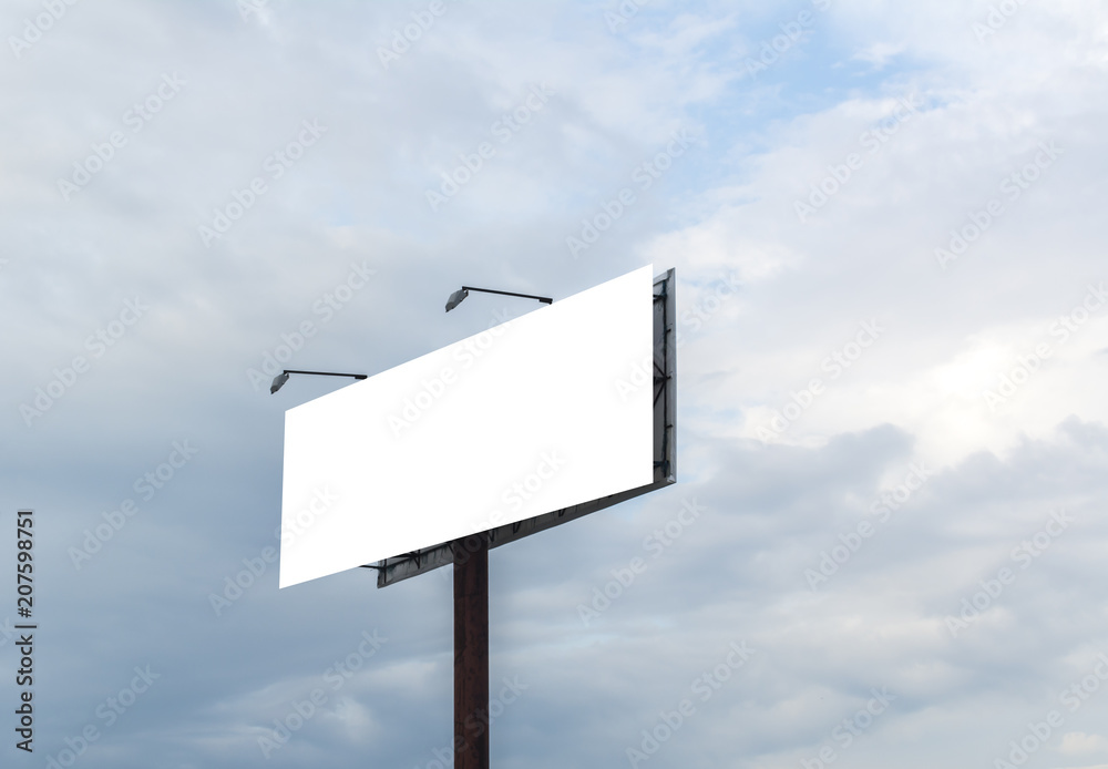 Billboard with white space Blue sky and clouds on background Billboard with white space Blue sky and clouds on background
