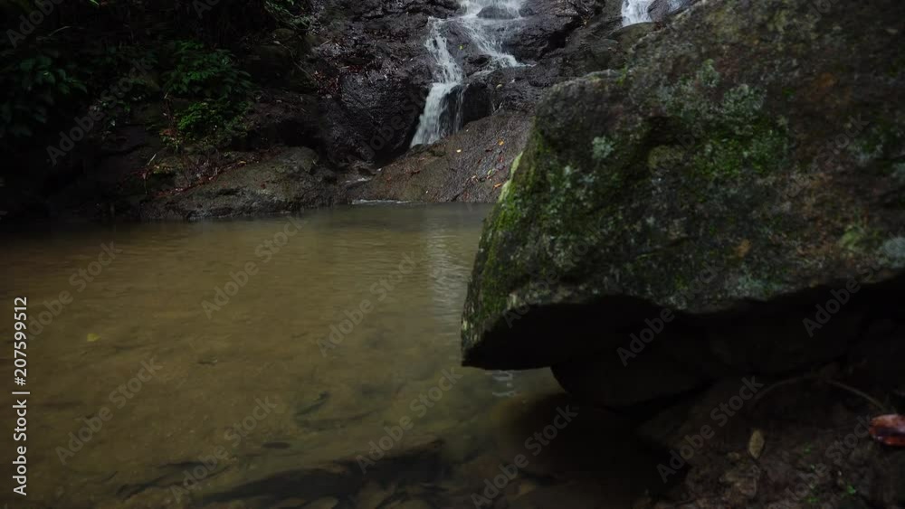 Small waterfall in Phang nga Thailand,4-K pan and tilt dolly shot Small waterfall in Phang nga Thailand,4-K pan and tilt dolly shot