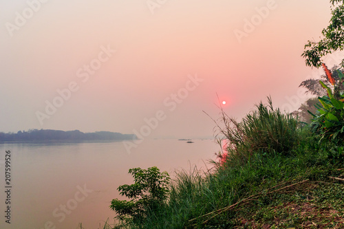 Sunrise over the Mekhong river