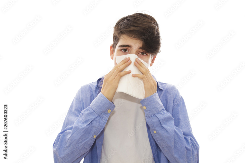 portrait of young teenager isolated in white background