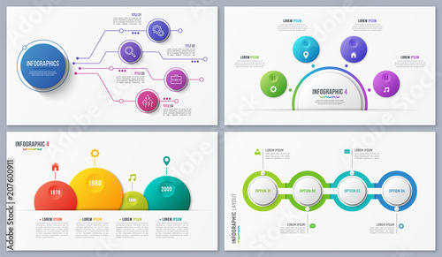 Set of contemporary infographic designs, concepts, templates wit