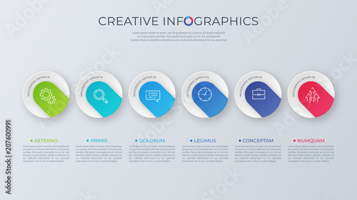 Contemporary minimalist vector infographic design with six optio