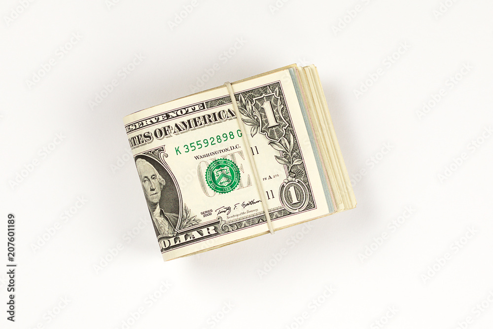 Stack of USA 1 dollars isolated on white background. Stack of USA 1 dollars isolated on white background.