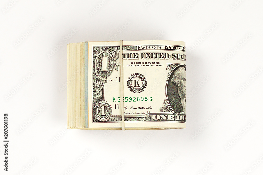 Stack of USA 1 dollars isolated on white background. Stack of USA 1 dollars isolated on white background.