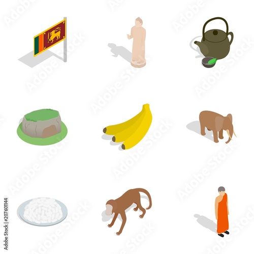 Welcome to Sri Lanka icons set. Isometric 3d illustration of 9 welcome to Sri Lanka vector icons for web
