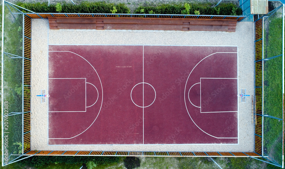 Obraz premium Top view of a basketball court without people.