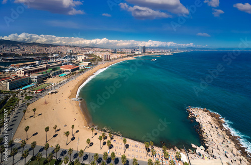 Photography Barcelona beach and barcelona city