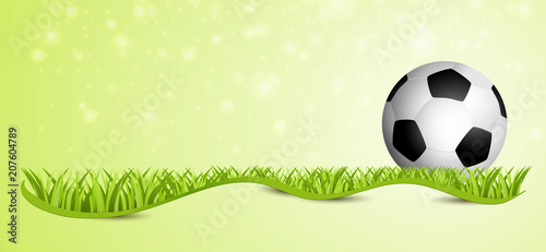 Football Tournament, Soccer Cup, Ball on green Field. Eps10 Vector. photo