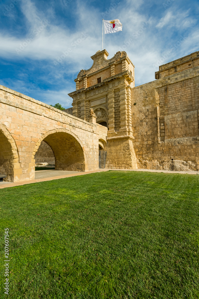 Fortified entrance,city gate in Mdina,Malta