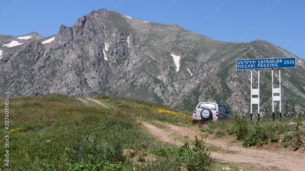 Off-road vehicle at Meghri Passing in Armenia