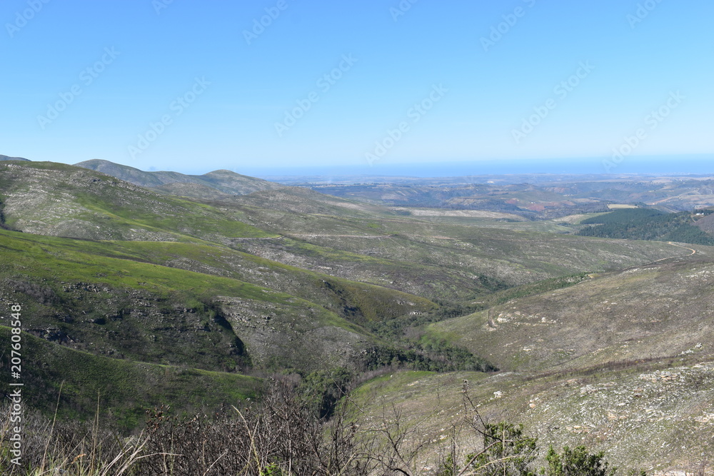 Naklejka premium Beautiful mountainous nature at the Swartberg Pass in Oudtshoorn in South Africa