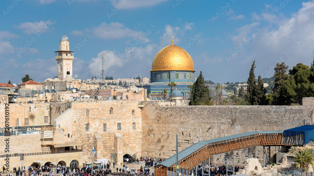 Jerusalem Old City, panoramic view of Temple Mount, Israel. 