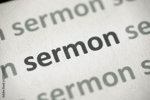 Photos word sermon printed on paper macro