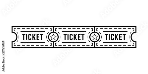 black thin line tickets strip with star