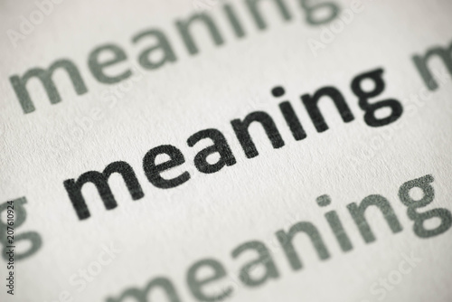 word meaning  printed on paper macro