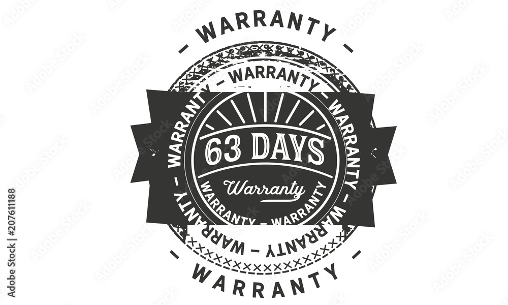 63 days warranty icon vintage rubber stamp guarantee