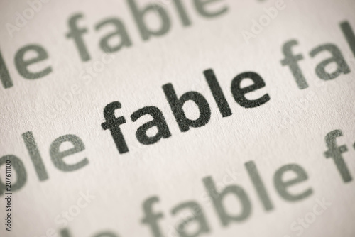 Billede på lærred word fable printed on paper macro