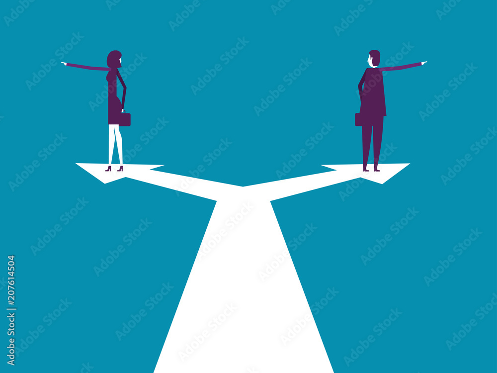 Business people choice and direction. Vector illustration business concept, Separation, Cartoon character. Business people choice and direction. Vector illustration business concept, Separation, Cartoon character.