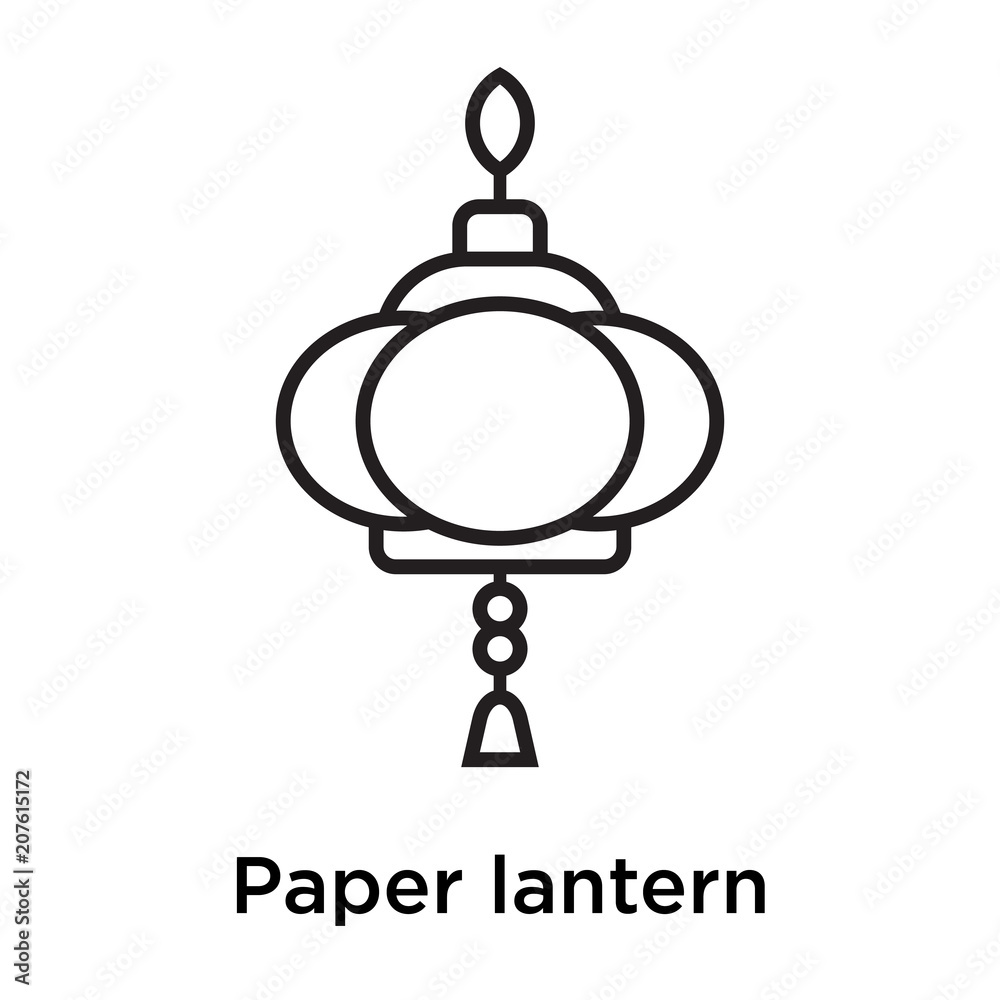 Fototapeta premium Paper lantern icon vector sign and symbol isolated on white background