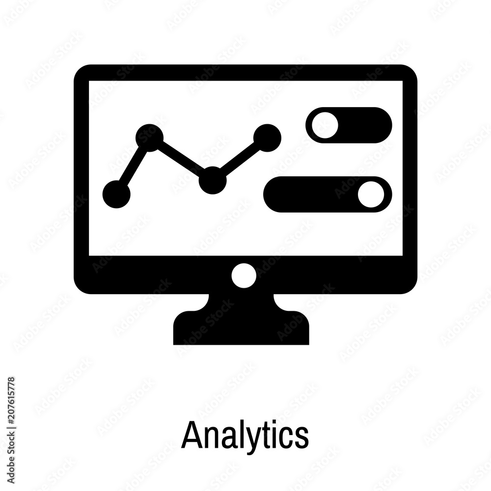 Analytics icon vector sign and symbol isolated on white background, Analytics logo concept Analytics icon vector sign and symbol isolated on white background, Analytics logo concept