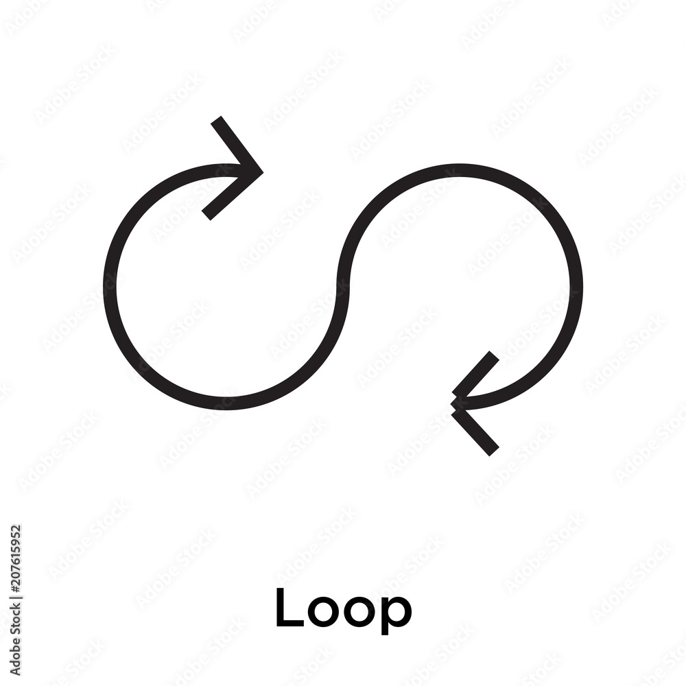 Loop icon vector sign and symbol isolated on white background, Loop ...