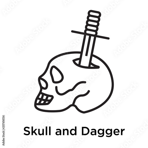 Skull and Dagger icon vector sign and symbol isolated on white background, Skull and Dagger logo concept