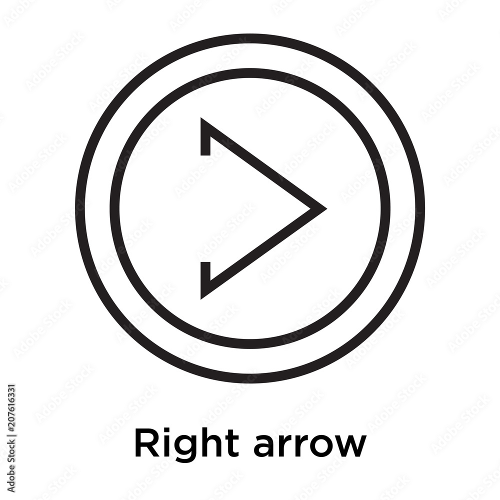 Right arrow icon vector sign and symbol isolated on white background, Right arrow logo concept
