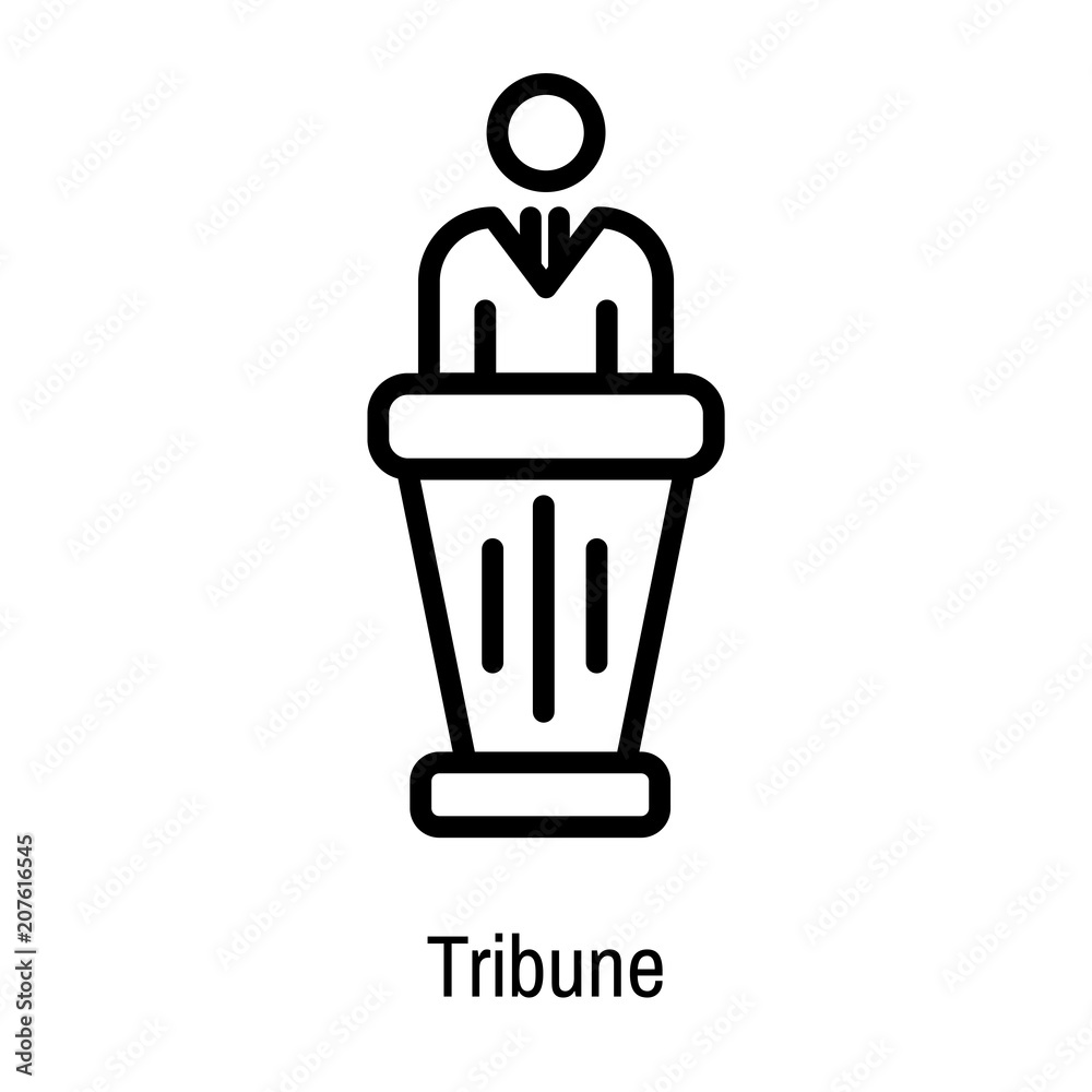 Tribune icon vector sign and symbol isolated on white background, Tribune logo concept Tribune icon vector sign and symbol isolated on white background, Tribune logo concept