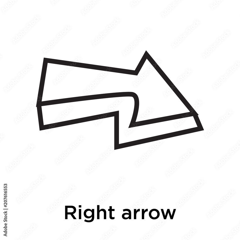 Right arrow outline icon vector sign and symbol isolated on white background, Right arrow outline logo concept Right arrow outline icon vector sign and symbol isolated on white background, Right arrow outline logo concept