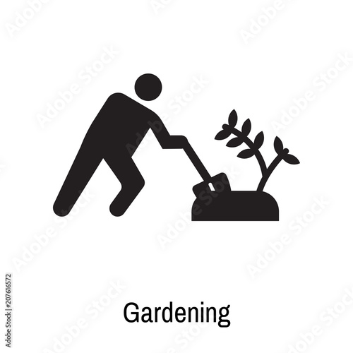 Gardening icon vector sign and symbol isolated on white background, Gardening logo concept