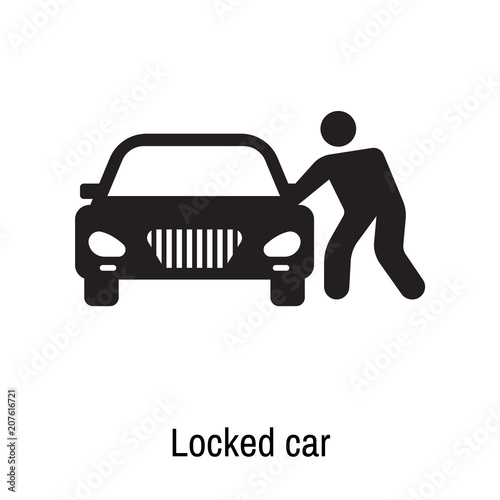 Locked car icon vector sign and symbol isolated on white background, Locked car logo concept