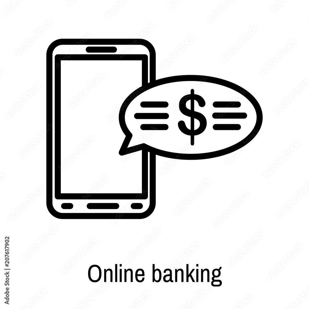Online banking icon vector sign and symbol isolated on white background Online banking icon vector sign and symbol isolated on white background