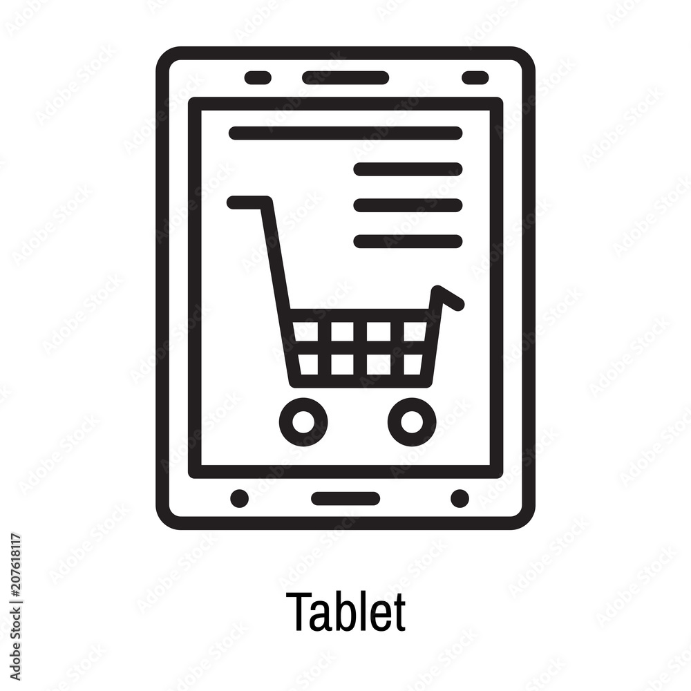 Tablet icon vector sign and symbol isolated on white background, Tablet logo concept Tablet icon vector sign and symbol isolated on white background, Tablet logo concept