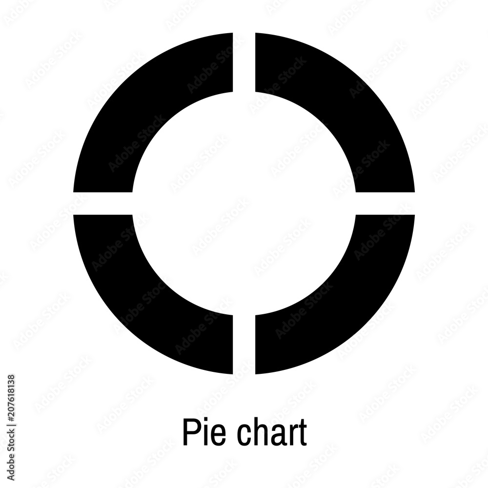Pie chart icon vector sign and symbol isolated on white background, Pie chart logo concept