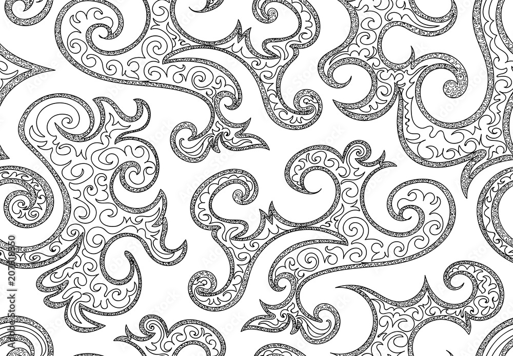 Abstract beautiful decorative vector seamless pattern with hand drawn figured shapes, lines, ornaments Abstract beautiful decorative vector seamless pattern with hand drawn figured shapes, lines, ornaments