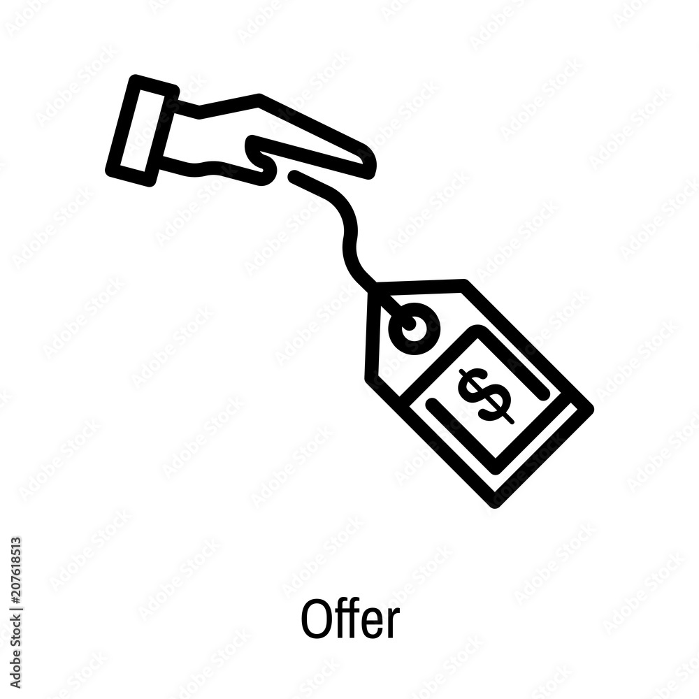 Offer icon vector sign and symbol isolated on white background
