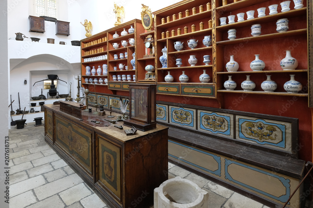 The third oldest pharmacy in the world in Franciscan monastery in Dubrovnik - obrazy, fototapety, plakaty 