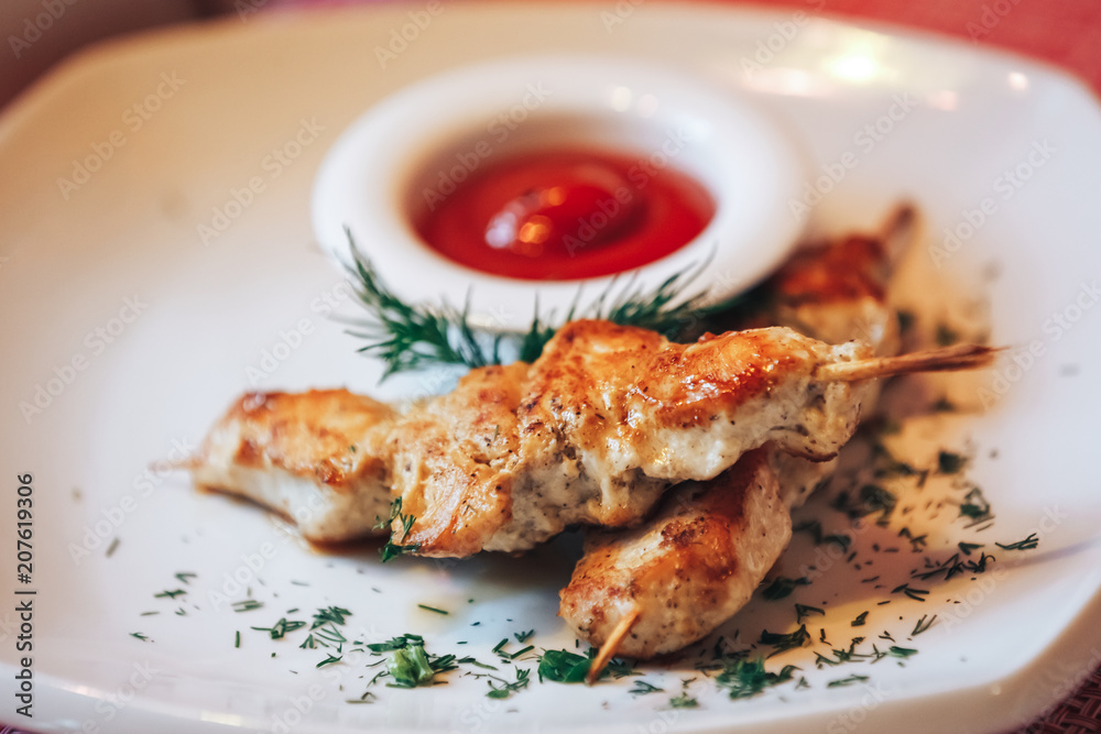 Grilled chicken skewers with cherry tomatoes Grilled chicken skewers with cherry tomatoes