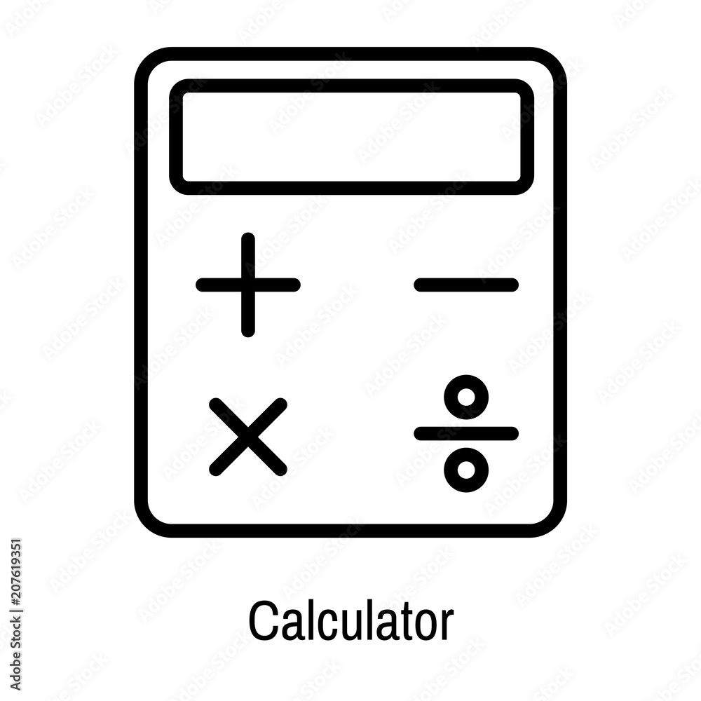 Calculator icon vector sign and symbol isolated on white background, Calculator logo concept Calculator icon vector sign and symbol isolated on white background, Calculator logo concept